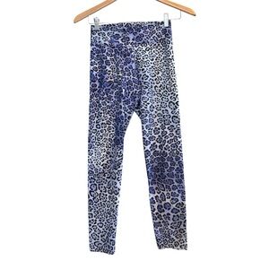 Liquido Blue Black Cheetah Leggings Size Large Runs Small